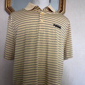 NCAA Purdue University Boilermaker XL golf polo yellow black lines embroidered